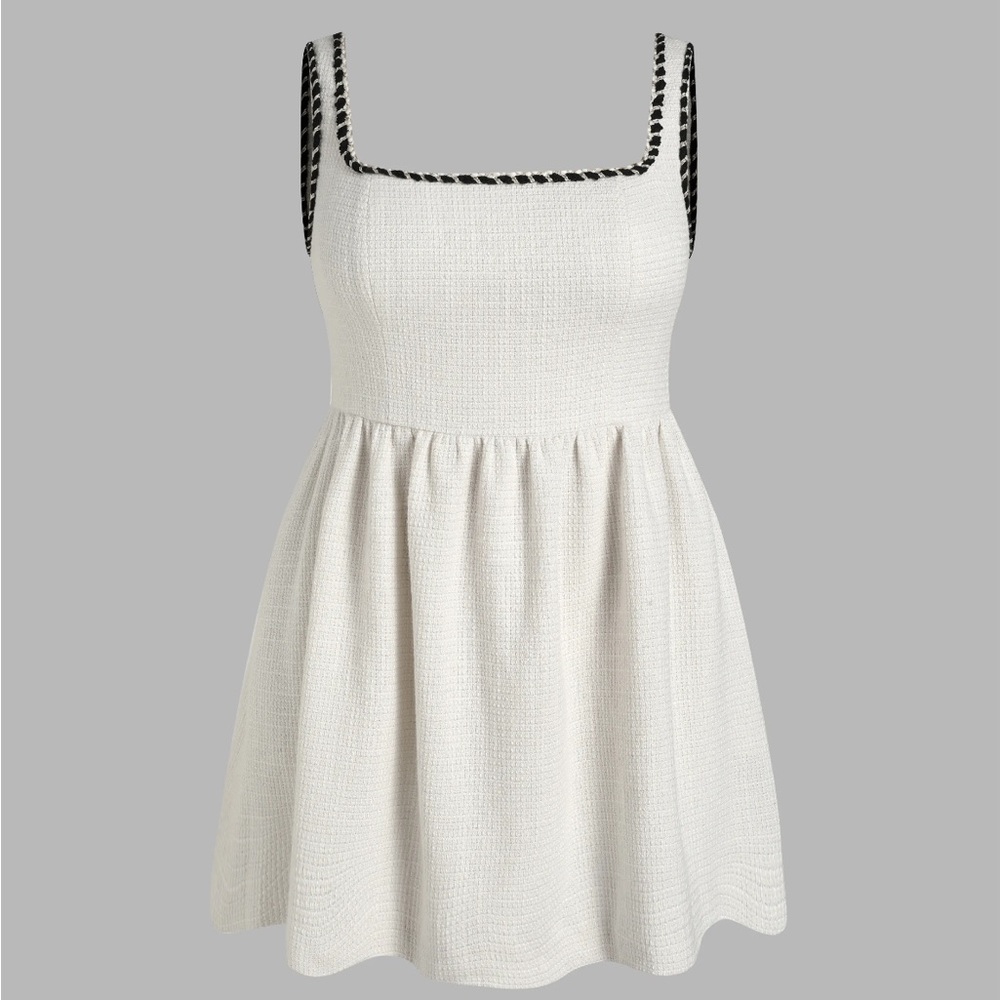 Cider Ivory Tweed Dress with Black Accents